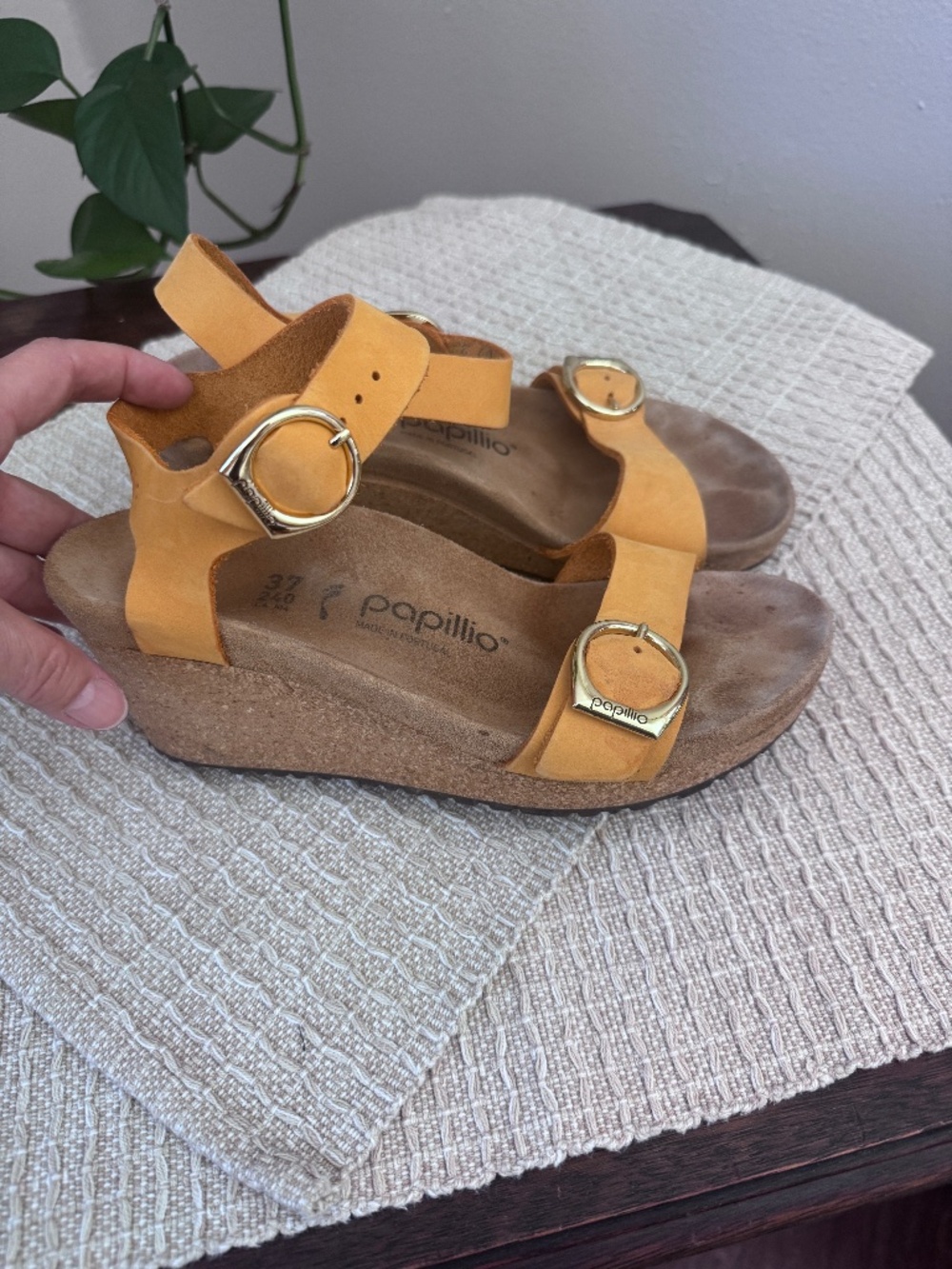 Papillio Yellow Strap Wedge Sandals size 37